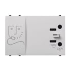 ABB - Presa rasoio con trasformatore isolante, alimentazione 230V~ 50/60Hz. Tensione di uscita 125V~ (standard americano 2P) o 230V~ (2P, tipo P11) Bianco - Mylos. 2CSY1113MC