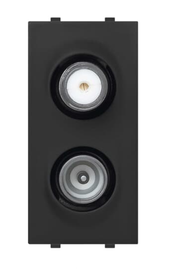 ABB - Presa TV/SAT demix passante, connettore maschio IEC Ø 9.5 mm e femmina F, attenuazione 10 dB, nero - Mylos.