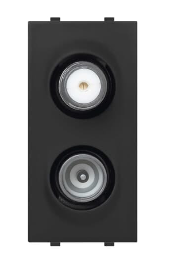 ABB - Presa TV/SAT demix passante, connettore maschio IEC Ø 9.5 mm e femmina F, attenuazione 10 dB, nero - Mylos. 2CSY1130MS