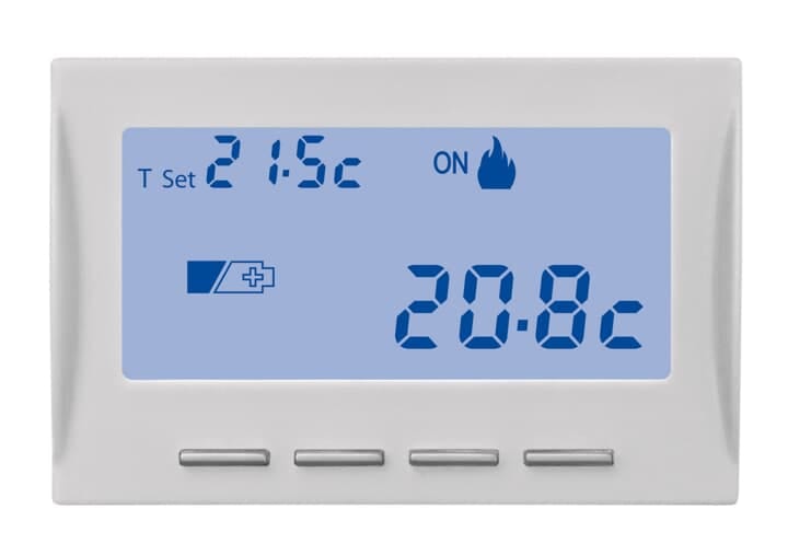 ABB - Electronic time-programmable thermostat with LCD display, day/week programming, summer/winter function, 3 modules, powered by 1.5V AA battery - White CRONOTERMOSTATO. 2CSY1201MC