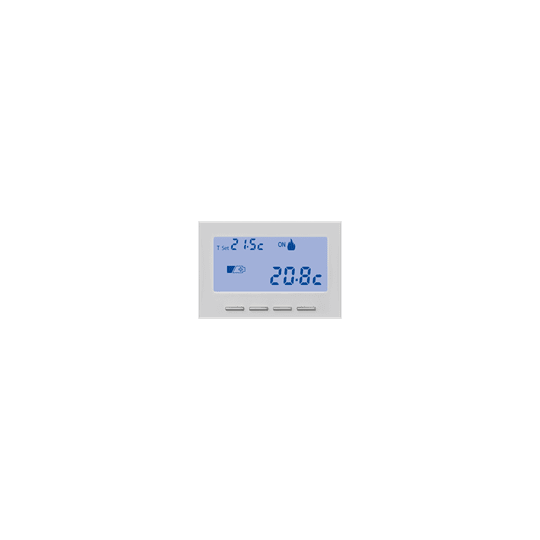 ABB - Electronic thermostat, day/week programming, summer/winter function, with LCD display, 3 modules, powered by 1.5V AA battery Button Heater 0gang Clear white - Mylos TERMOSTATO 3 MODULI.