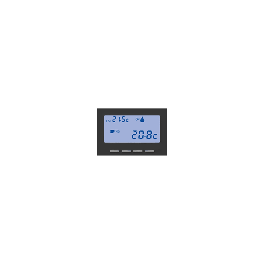 ABB - Electronic thermostat with day/week programming, summer/winter function, LCD display, powered by 1.5V AA battery. Button Heater 0gang Black - Mylos. 3 modules.