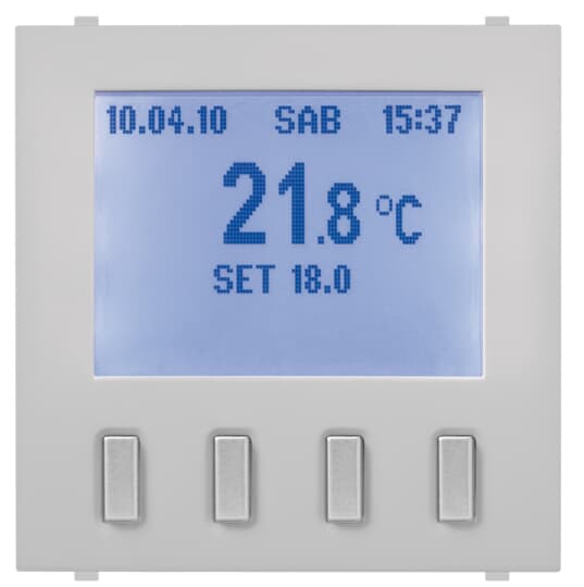 ABB - Electronic thermostat with day/week programming, summer/winter function, LCD display, 2 modules, 230V~ 50/60Hz power supply, Button Heater 0gang Clear white - Mylos TERMOSTATO 2 MODULI.
