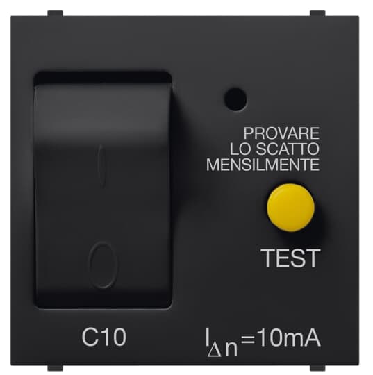 ABB - Automatic RCD 1P+N C10 10mA 3kA Black Mylos INT. AUT. MAGN. DIFF.