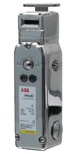 ABB - Safety lock with stainless steel body and head, 2000N holding force, MKEY8Z 24VDC, POWER TO UNLOCK, IP69K.