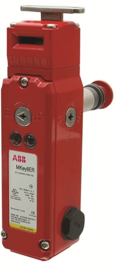 ABB - Safety lock with die cast body and head, 2000N holding force, escape release button. MKEY8ER 24VDC power to unlock IP67 escap.