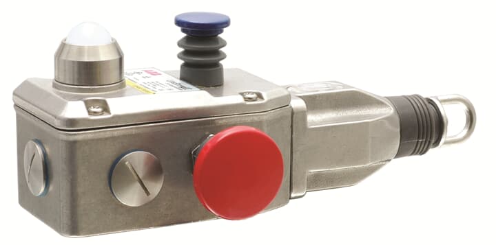 ABB - Pull wire emergency stop switch, 2NC+2NO, M20, button and LED, stainless steel, LINESTRONG2Z, ESTOP/LED.