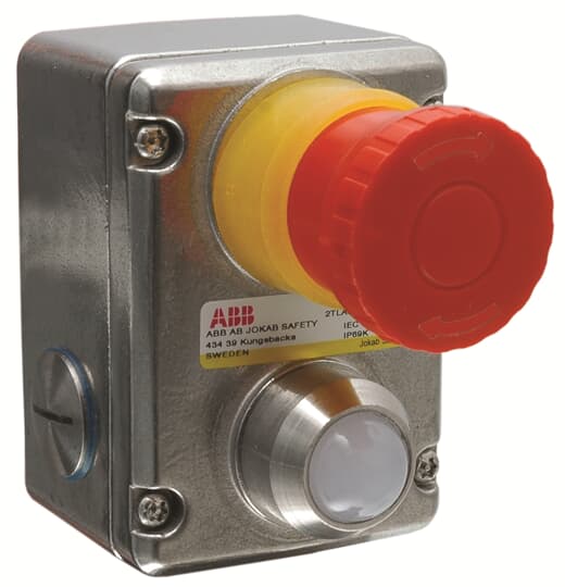 ABB - Emergency stop button 2NC+2NO, M20, LED, stainless steel, ESTRONGZ E-STOP 2NC/2NO, SS, LED.