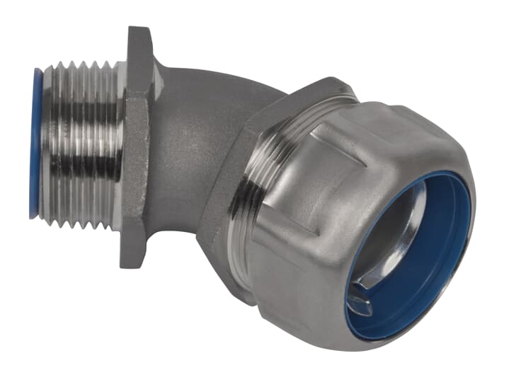 ABB - Raccordo a 45 gradi in acciaio inossidabile AISI 316 da 1/2 NPT con filettatura leggera.