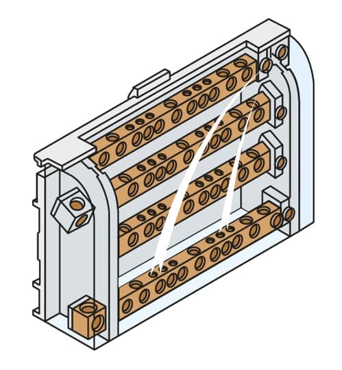 ABB - Morsettiera modulare 160A per terminal box, ideale per installazioni elettriche di alta potenza.