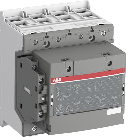 ABB - AF140-40-11-13 Contactor 4P 200A 100-250VC/DC efficiente e affidabile per applicazioni industriali e commerciali.