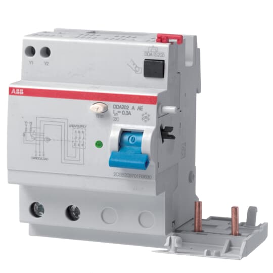 ABB - Blocco DDA202 A-63/0,5 AE per Dispositivo di Corrente Residua 63A 500MA.
