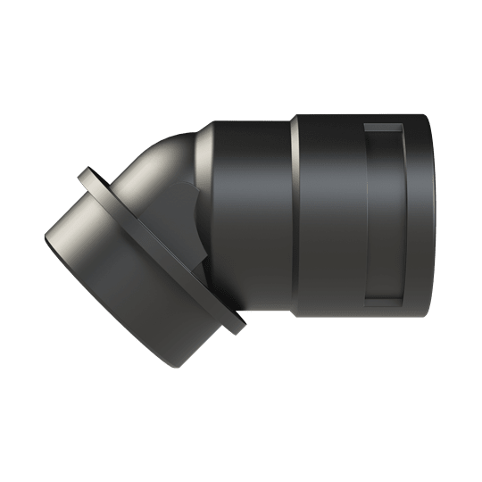 ABB - Raccordo 45 gradi DN36 M50 in PA6 nero IP68 per condotti da 36 mm, resistente all'acqua e alla polvere.