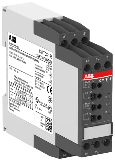 ABB - CM-TCS12S Temperature monitoring relay 0 +100?C, 24-240VAC/DC-A VITE.