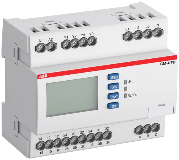 ABB - Monitoraggio dell'alimentazione a griglia CM-UFD.M22M con relè integrato CEI 0-21 e comunicazione MODBUS. CMUFDM22M