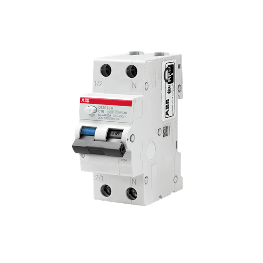 ABB - DS201 L H C6 AC30 Residual Current Circuit Breaker with Overcurrent Protection INT.DIFF.MAGN.4,5KA 1P+N.