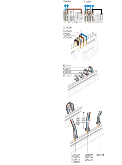ABB - Connection switch with 3 small cables for 40A connections.