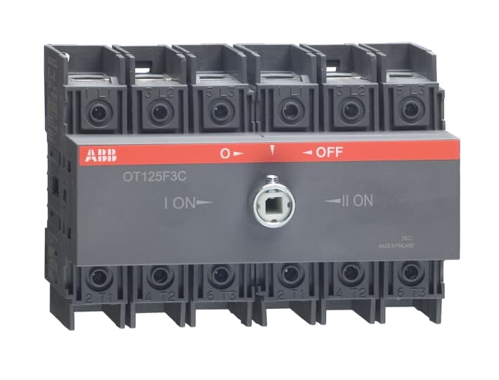 ABB - Sezionatore 3P commutatore 125A, manuale I-O-II, transizione aperta.
