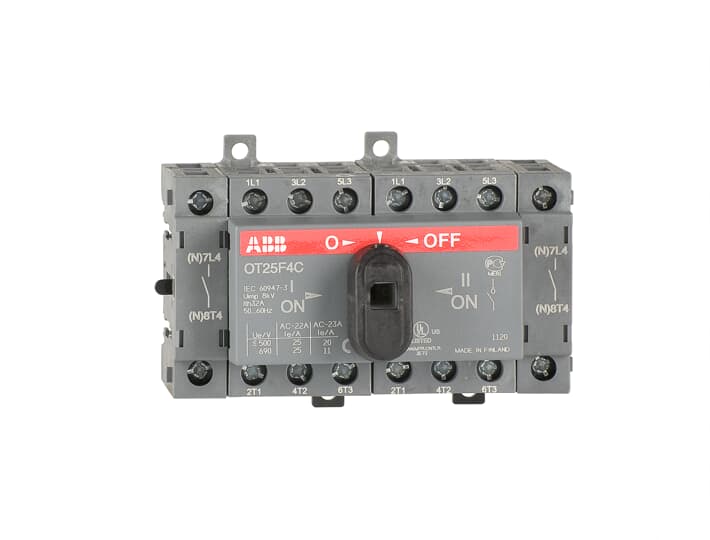 ABB - SEZIONATORE 4P COMMUTATORE 25A Manual change-over switch, I-O-II-operation, open transition