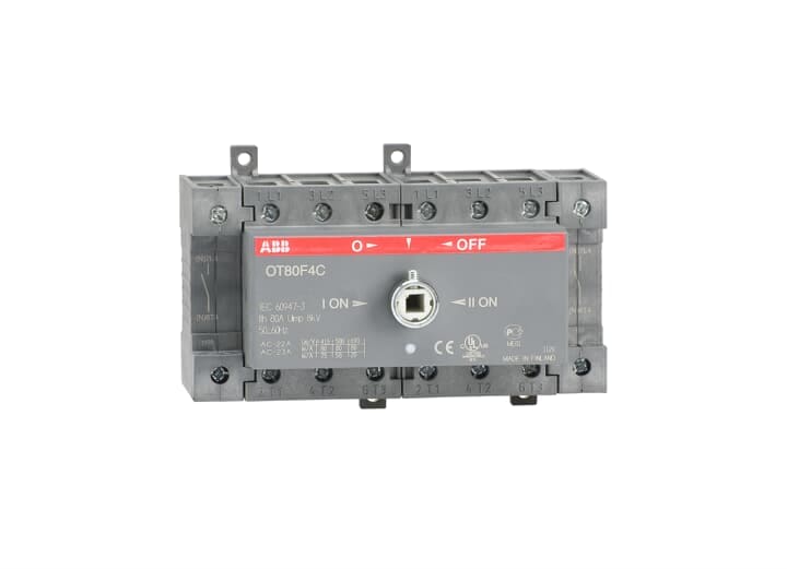 ABB - Sezionatore 4P commutatore 80A, manuale, I-O-II operation, open transition.