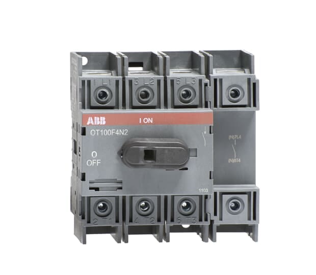 ABB - Front operated switch-disconnector OT100F4N2 100A: ideale per interrompere e isolare circuiti elettrici in modo sicuro ed efficiente.