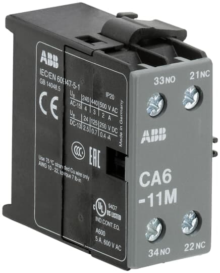 ABB - CA6-11M Auxiliary Contact 1NO/1NC CONTATTO AUS.LAT. 1NA+1NC X B6/B. EL 522 9