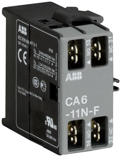 ABB - CA6-11N-F Auxiliary Contact 1NO/1NC CA6-11NF CONT. AUS.LAT. 1NA+1NC X B6/B7- EL 575 7