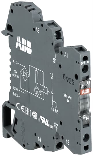 ABB - Optocoupler OBRIC0100-48-60VUC R600 for 48-60VAC/DC applications with spring mechanism. EN064554914