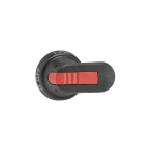 ABB - Maniglia nera con indicazione I-O e ON-OFF, bloccabile con 3 lucchetti in posizione O, interblocco porta in posizione I, disattivabile, IP 65.