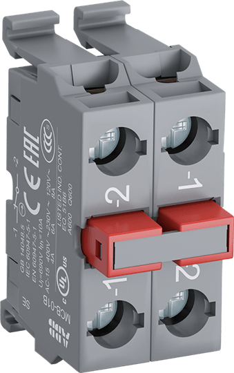 ABB - Contatto blocco MCB-02B con assemblaggio contatto 2NC su barra DIN.