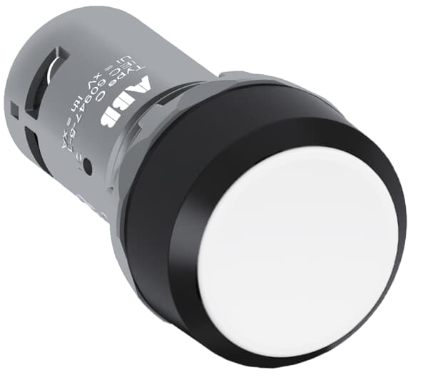 ABB - Compact pushbutton bianco CP1-10W-11 con pulsante illuminato bianco e nero, 1NA+1NC.