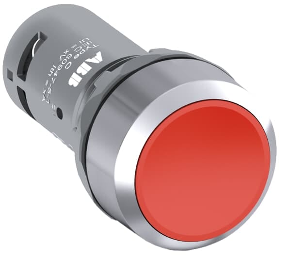 ABB - Red Compact Pushbutton CP1-30R-20 Pulsante di Arresto Rosso con Ghiera Metallica a 2 N.A.