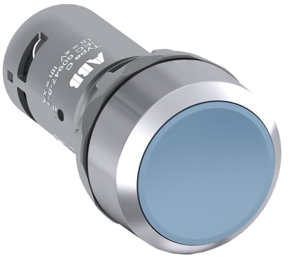 ABB - Blue compact pushbutton CP1-30L-20 puls.inst.blu ghiera met. 2NA.