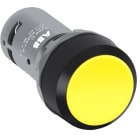ABB - Pulsante di arresto giallo compatto CP2-10Y-01 con piastra nera e contatto normalmente chiuso.