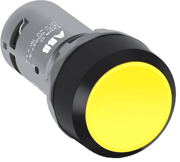ABB - Yellow Compact Pushbutton CP2-10Y-02 PUL.STA.GIALLO G.PLA.NERA 2NC.