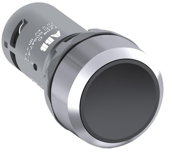 ABB - Black Compact Pushbutton CP2-30B-10 Pulsante Stabilizzato Nero con Ghiera Metallica da 1NA.