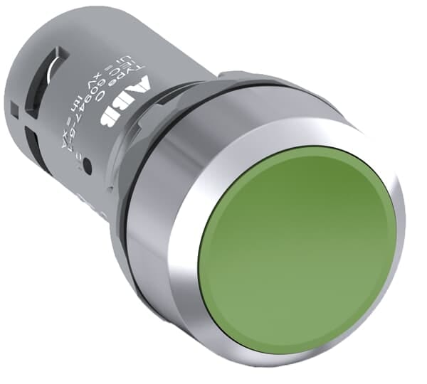 ABB - Green compact pushbutton CP2-30G-11 puls.stab.verde g.met.1na+1nc.