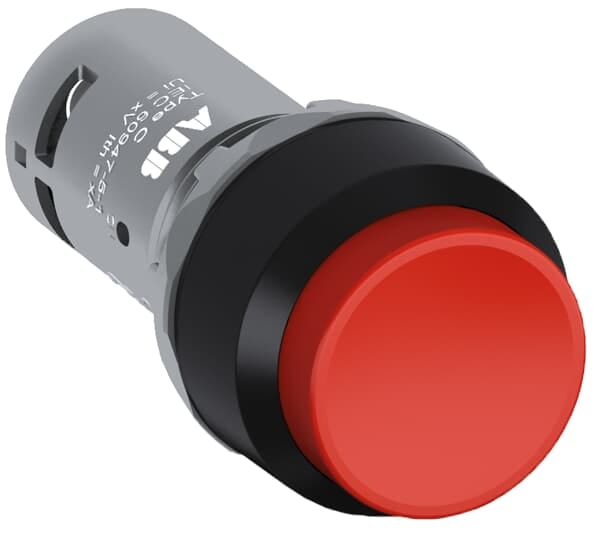 ABB - CP3-10R-01 PULSANTIERA INSERIMENTO ROSSO IN GOMMA NERA CON 1 CONTATTO NORMALMENTE CHIUSO.