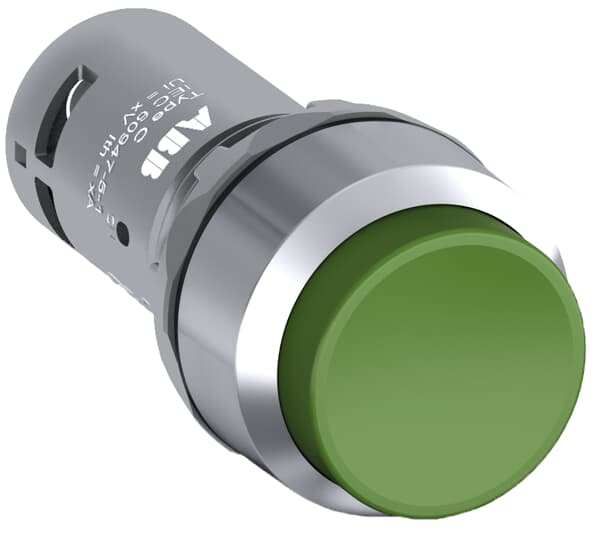 ABB - Green Compact Pushbutton CP3-30G-10 Pulsante di Avvio Verde con Ghiera in Metallo da 1NA.