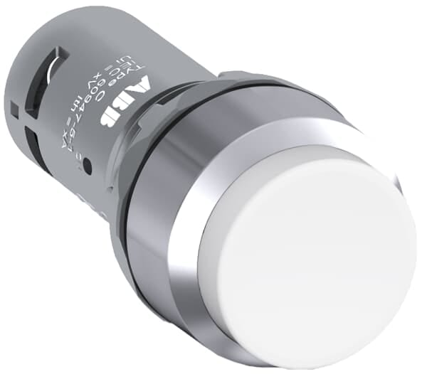 ABB - White Compact Pushbutton CP3-30W-20 Pulsante Istantaneo Bianco Ghiere Metalliche 2NA.