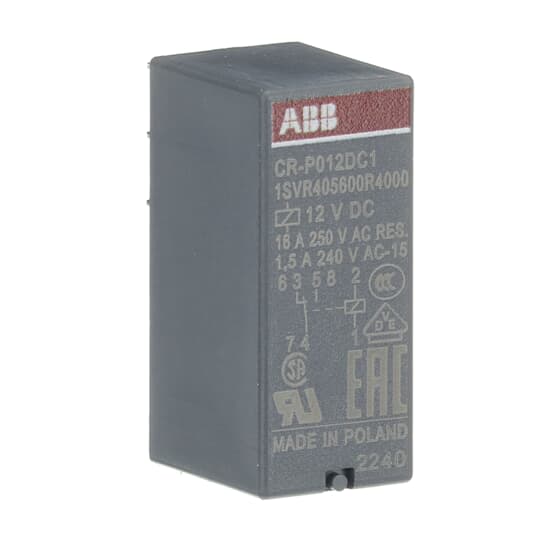 ABB - CR-P012DC1 Pluggable interface relay ALIMENT. 12VDC 1 C/O 250V/16A.
