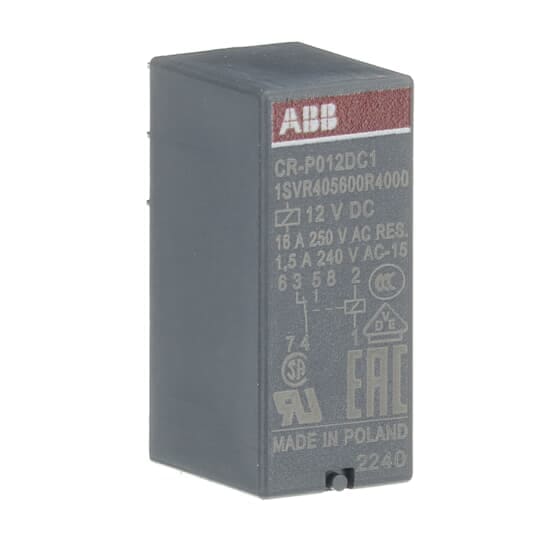 ABB - CR-P012DC1 Pluggable interface relay ALIMENT. 12VDC 1 C/O 250V/16A. ER 510 8