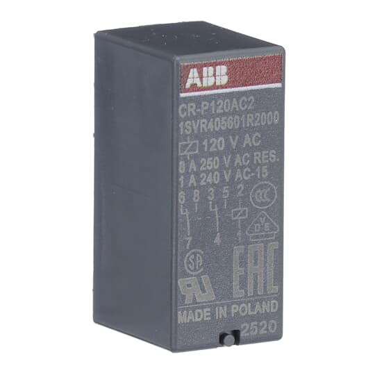 ABB - CR-P120AC2 Pluggable interface relay ALIMENT. 120VAC 2 C/O 250V/8A.