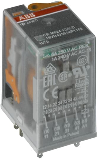 ABB - CR-M024AC3 Pluggable interface relay ALIMENT. 24VAC 3 C/O 250V/10A.