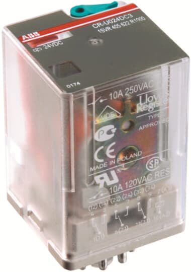 ABB - CR-U024AC2L Pluggable interface relay ALIM.24VAC 2C/O 250V/10A LED.