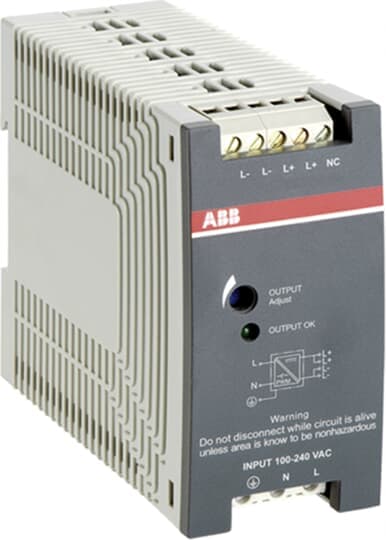 ABB - CP-E12/2.5 Input: 100-240VAC, Output: 12VDC/2.5A.
