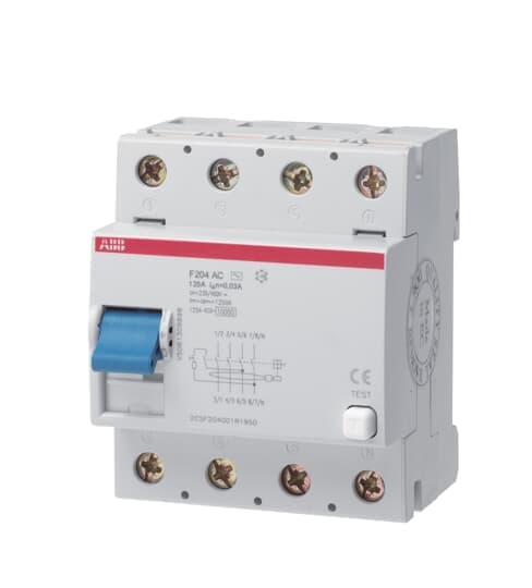 ABB - Residual Current Device F204 AC-125/0,1 INTERR.DIFFERENZ. PURO 4 - Protezione avanzata per impianti elettrici domestici e industriali.