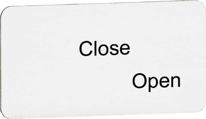 ABB - Targhetta Legend Plate MA6-1077 Close Open per uso professionale.