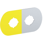 ABB - Targhetta leggendaria MA6-1006 in alluminio e giallo con 2 fori.