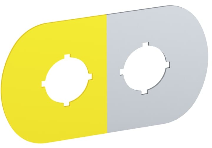 ABB - Targhetta leggendaria MA6-1006 in alluminio e giallo con 2 fori.